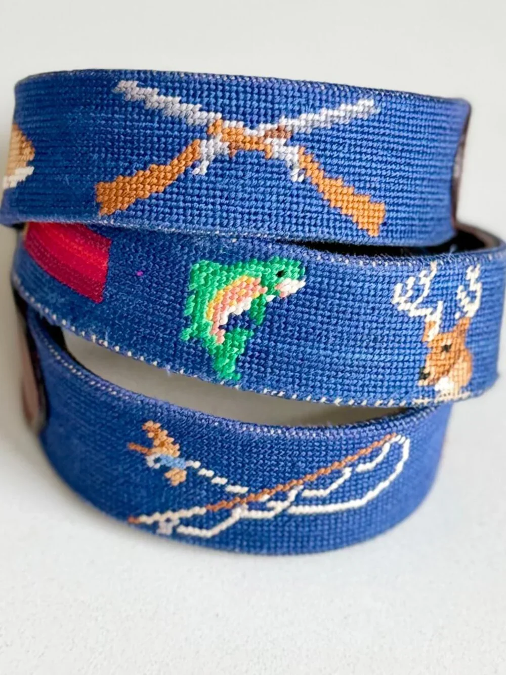 Smathers & Branson Southern Sportsman Belt Needlepoint Brown Leather 36